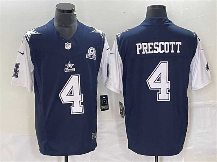 Men%27s Dallas Cowboys #4 Dak Prescott Navy 2023 F.U.S.E. With 1960 Patch Vapor Limited Stitched Jersey